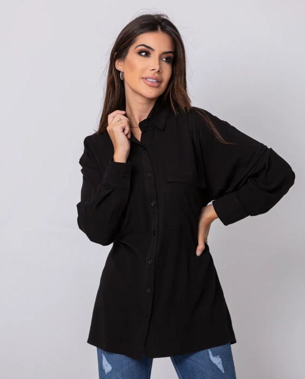 CAMISA FEMININA  AMPLA COM BOLSOS 90208
