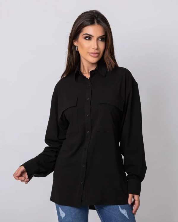 CAMISA FEMININA  AMPLA COM BOLSOS 90208 - Imagem 2