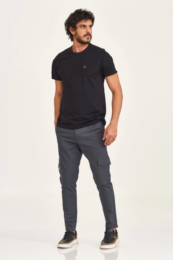 CAMISETA REGULAR MEIA MALHA PENTEADA ESTAMPADA 192290 - 0002-PRETO
