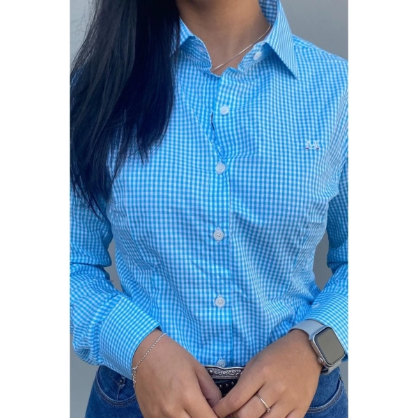 REF: 2610 CAMISA FEM. ML XADRE AZUL - Imagem 2