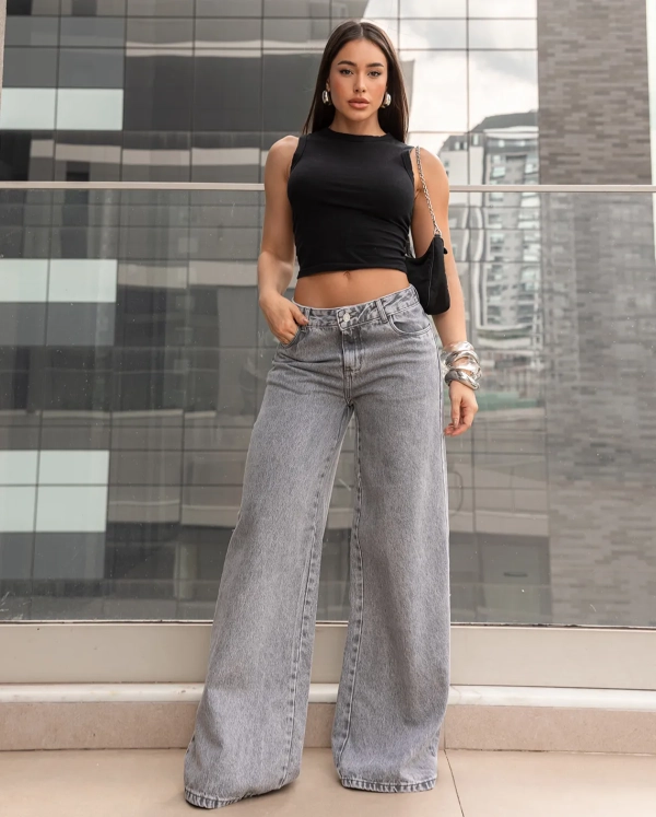 CALCA JEANS FEMININA RELAXED 29909 CINZA - Imagem 3