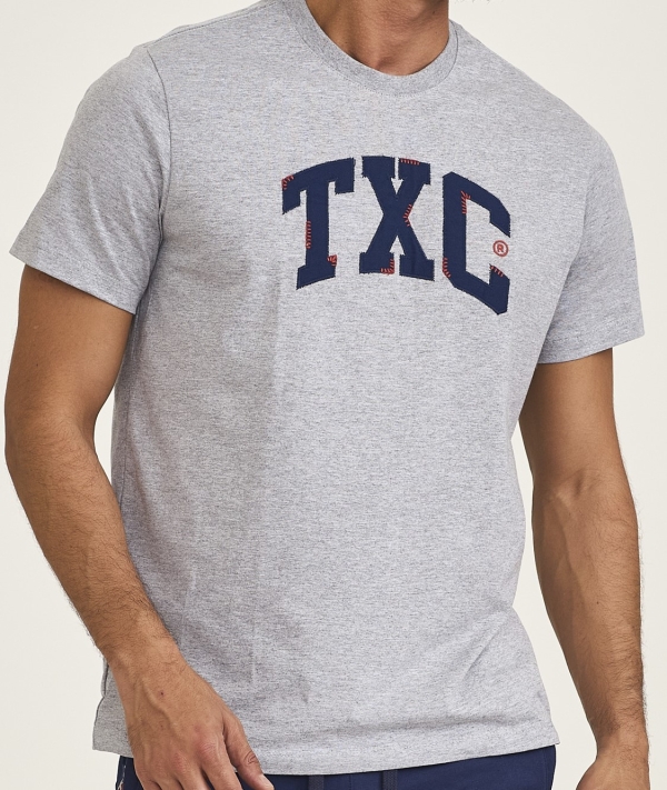 CAMISETA REGULAR MEIA MALHA BORDADA 192389 - 0086-MESCLA MEDIO