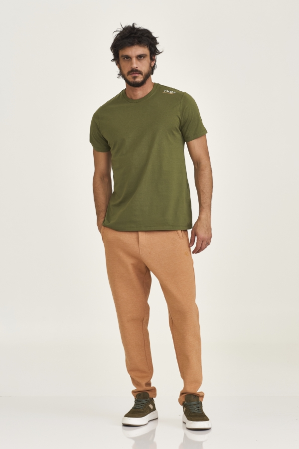 CAMISETA REGULAR MEIA MALHA PENTEADA ESTAMPADA 192352 - 0041-VERDE MILITAR