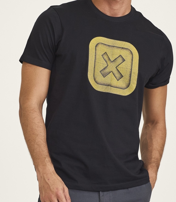 CAMISETA REGULAR MEIA MALHA PENTEADA ESTAMPADA 192292 - 0002-PRETO