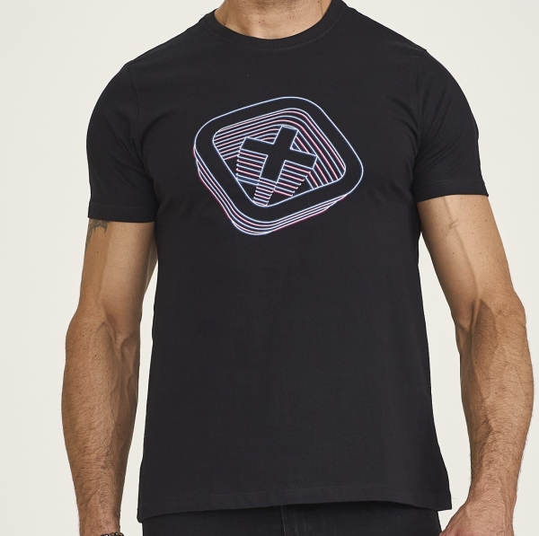 CAMISETA REGULAR MEIA MALHA PENTEADA ESTAMPADA 192299 - 0002-PRETO