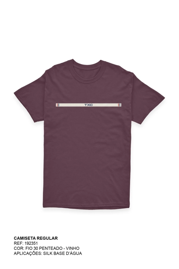 CAMISETA REGULAR MEIA MALHA PENTEADA ESTAMPADA 192351 - 0061-VINHO