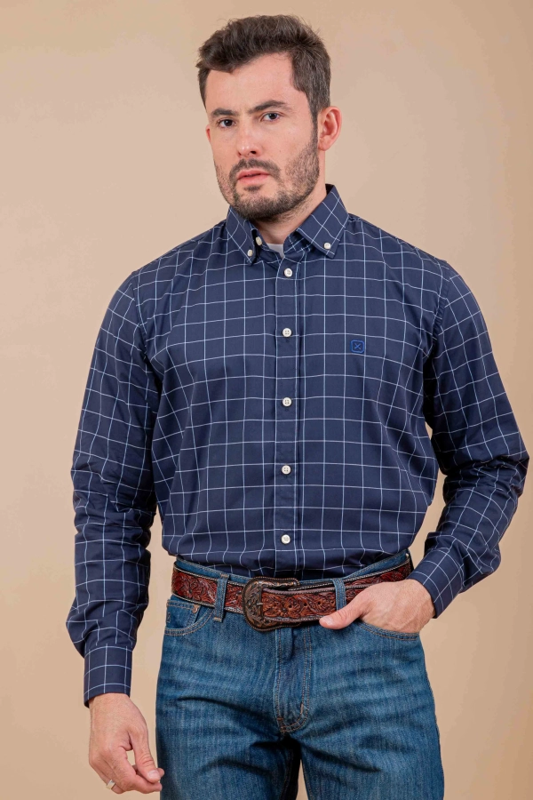 CAMISA EXTRA ML REGULAR BORDADA 29150L - 0065-XADREZ