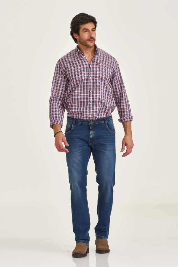 CAMISA REGULAR OXFORDINE BORDADA 29257L - 0065-XADREZ
