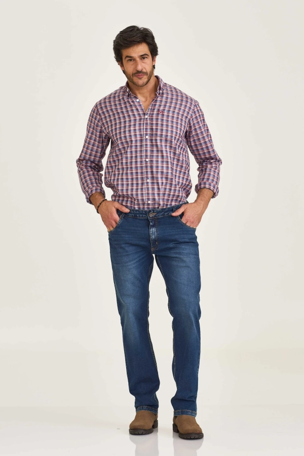 CAMISA REGULAR OXFORDINE BORDADA 29257L - 0065-XADREZ - Imagem 2
