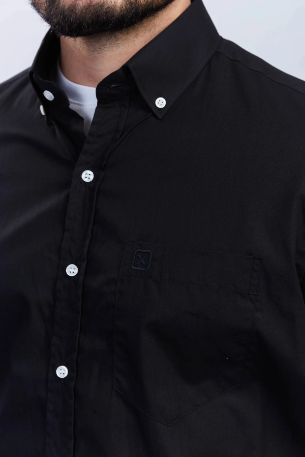 CAMISA REGULAR TRICOLINE BORDADA 2694C - 0002-PRETO TXC - Imagem 3