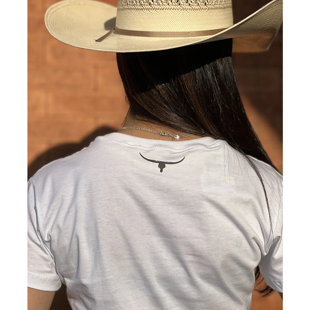 CMF2431 T-SHIRT BRANCO SILK LONGHORN PRETO - Imagem 2