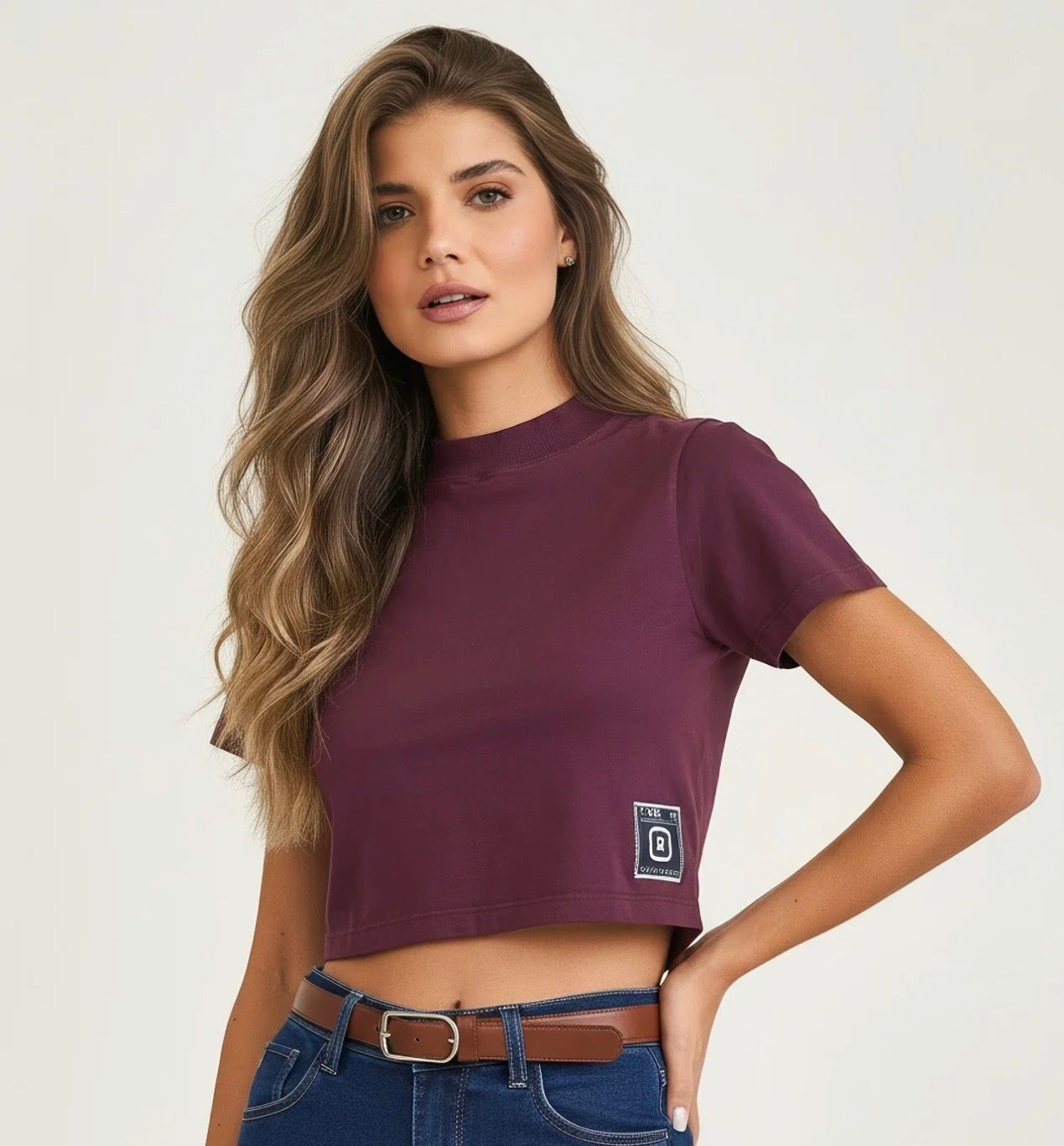 CROPPED SLIM MEIA MALHA ESTAMPADO 51022 - 0061-VINHO