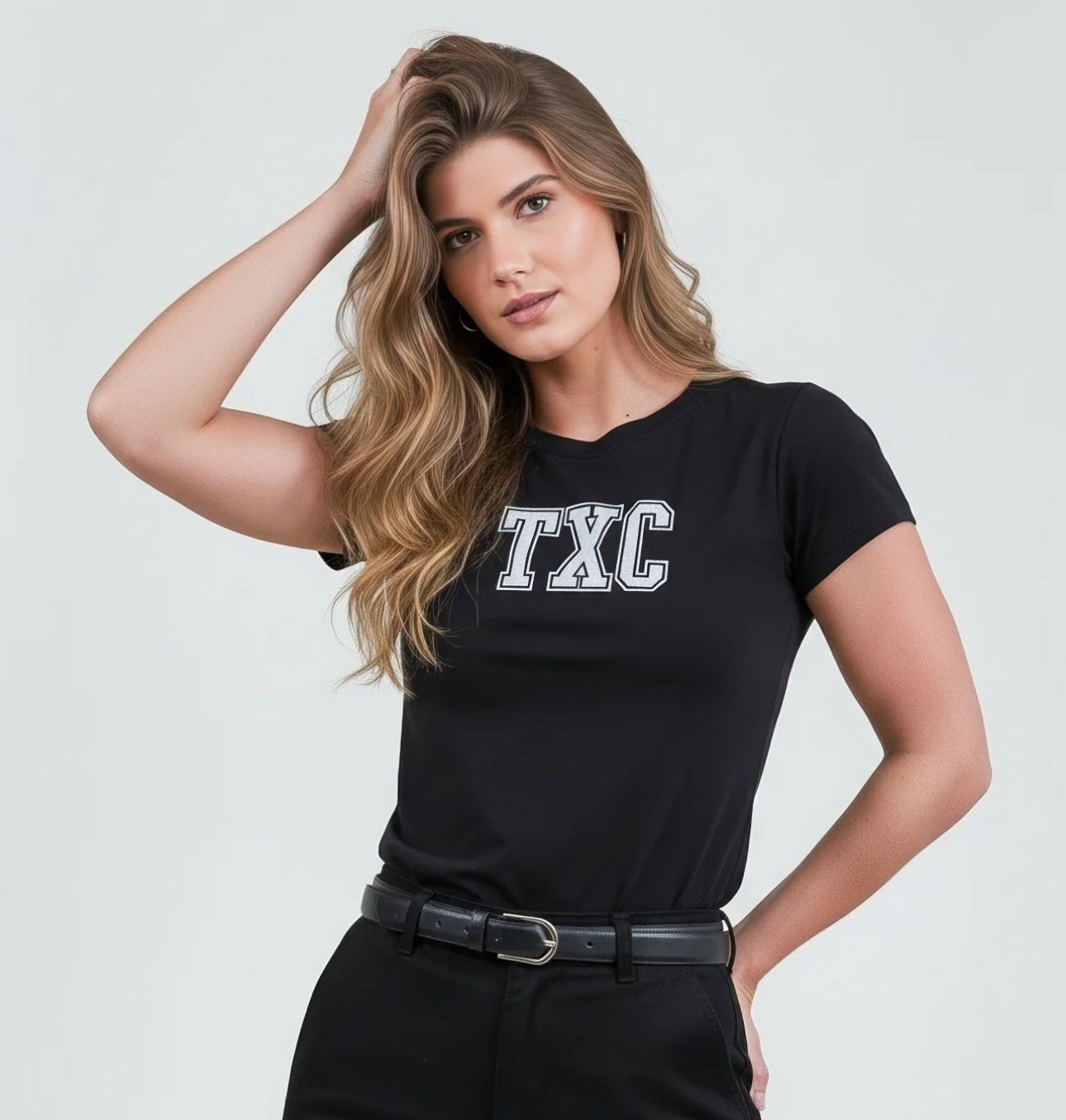 CAMISETA SLIM MEIA MALHA PENTEADA ESTAMPADA 51081 - 0002-PRETO