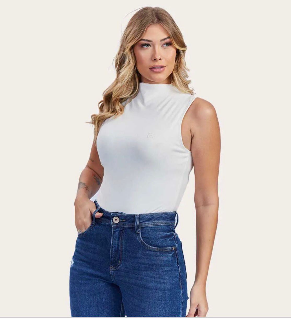 BODY SLIM MALHA BORDADO 50771 - 0047-OFF WHITE