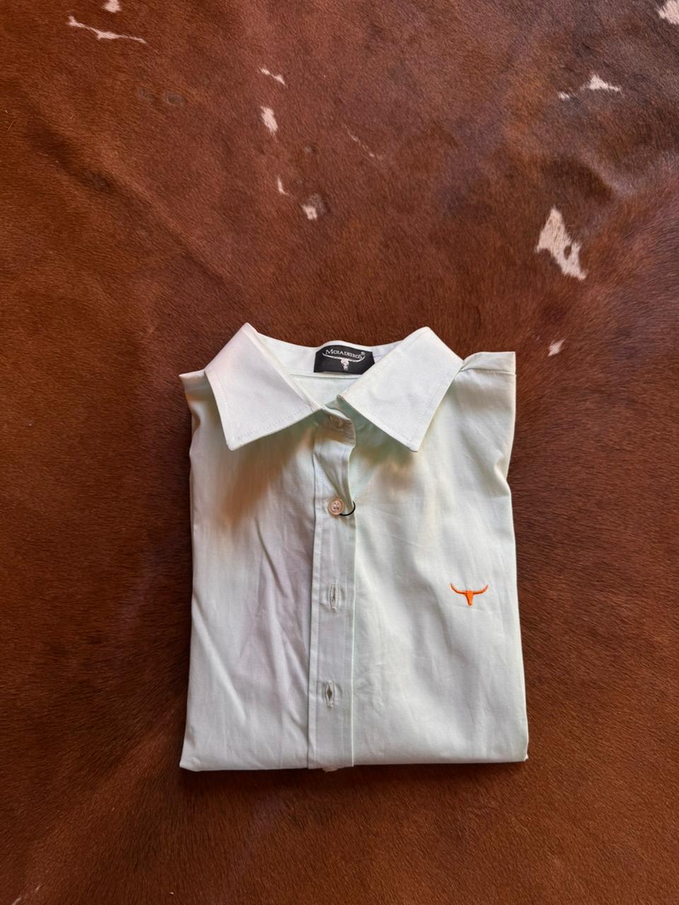 CFML2087 CAMISETE ML VERDE AGUA/LOGO LARANJA