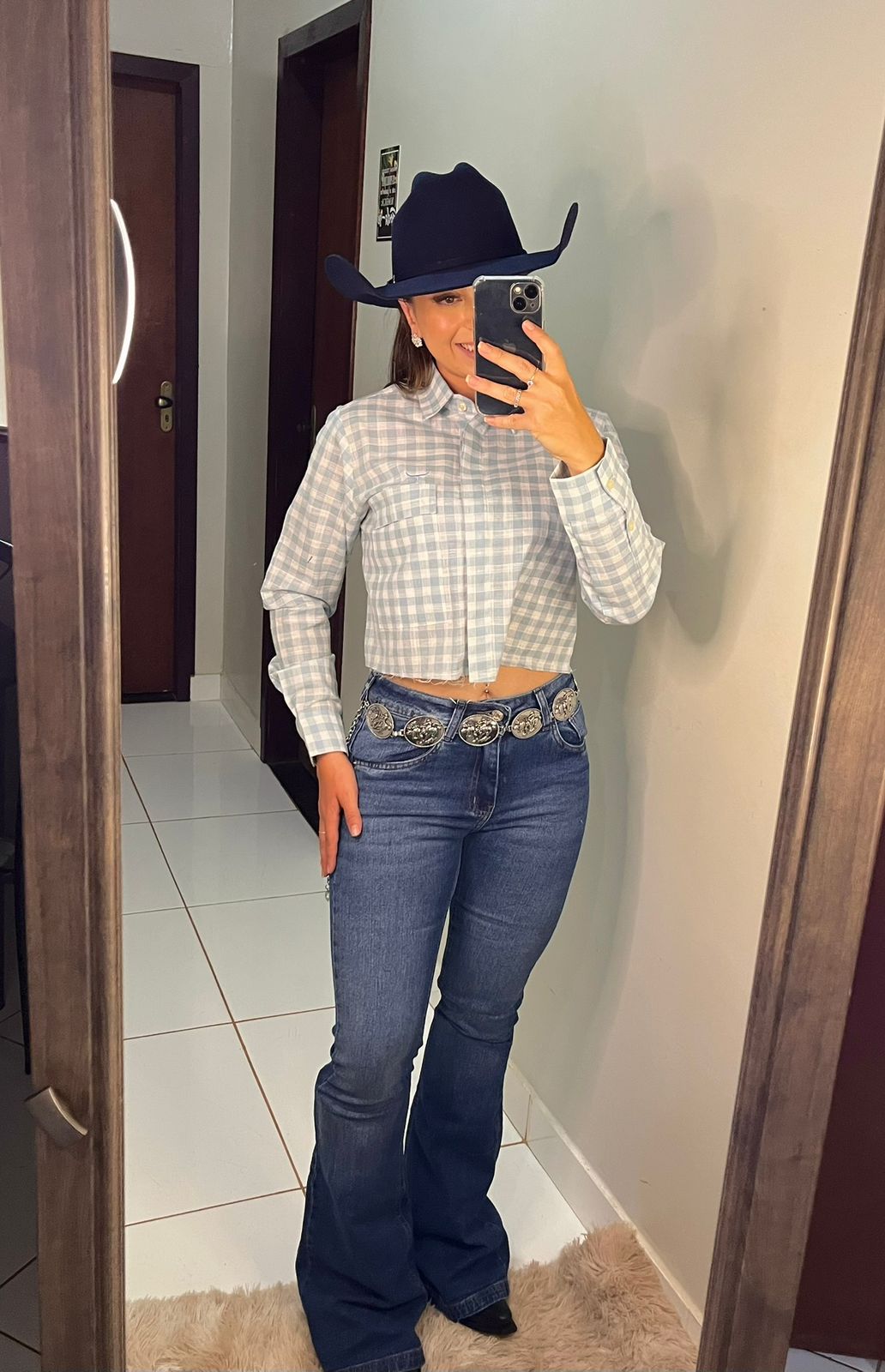 CFC32 CAMISA CROPPED QD AZUL E BRANCO/LOGO AZUL - Imagem 2