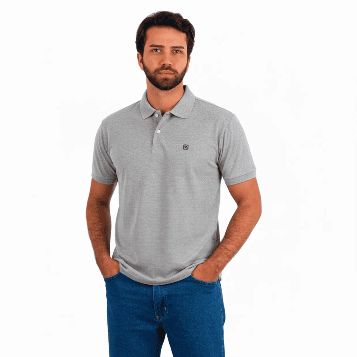 POLO SLIM PIQUET BORDADO 6950 - 0040-MESCLA