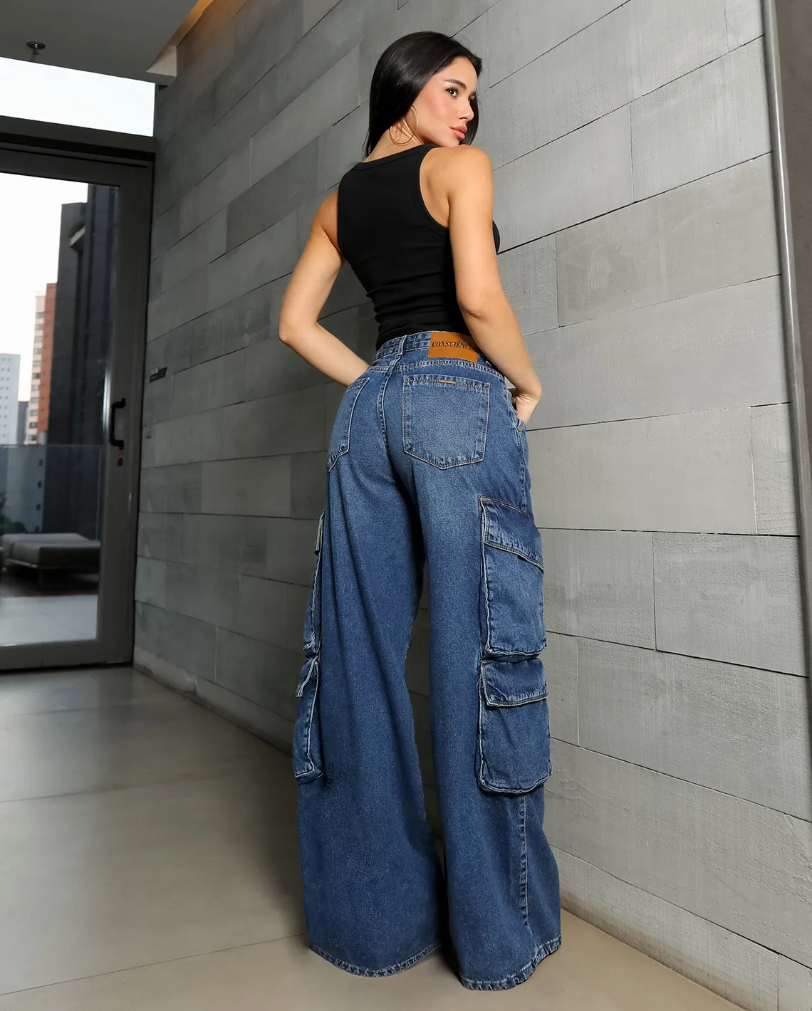 CALCA JEANS FEM WIDE RELAXED CARGO 25367 - Imagem 2