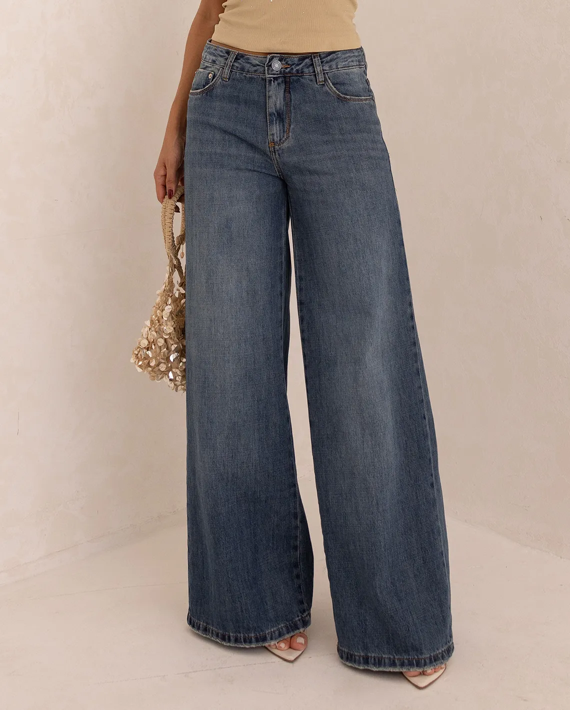 CALCA JEANS FEM WIDE RELAXED 25377