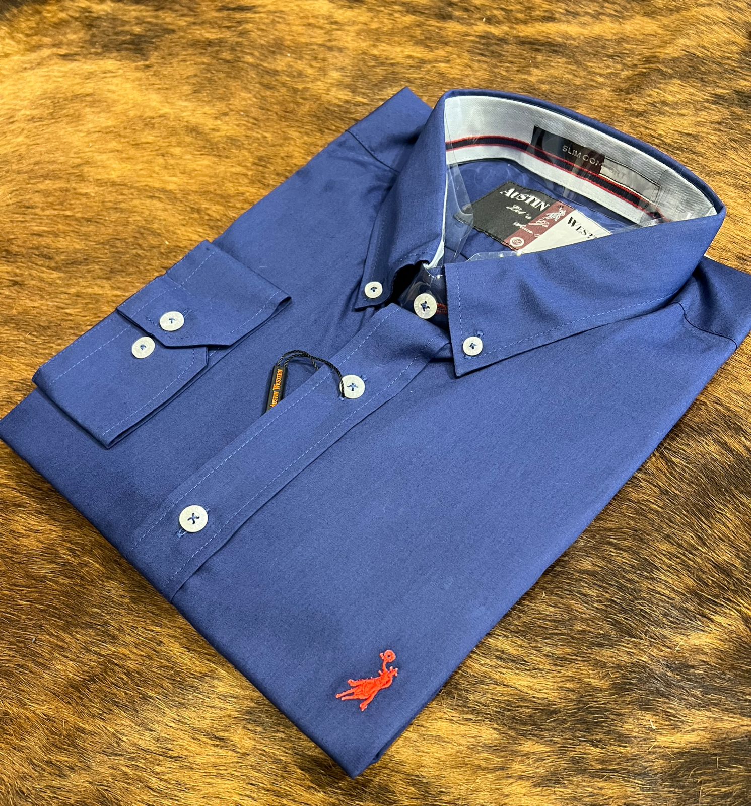 CAMISA M/L AUSTIN WESTERN MARINHO