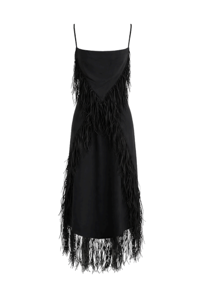 VESTIDO COM FRANJA ALCA FINA JH13443